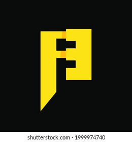 Letter FE Logo Concept. Yellow. Logo, Icon, Symbol and Sign. Black Background. Minimalist Logo