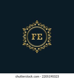 Letter FE logo with Luxury Gold template. Elegance logo vector template.