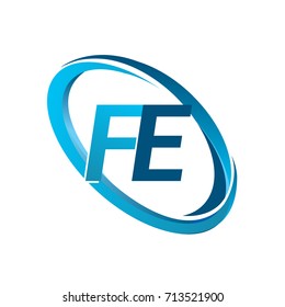 letter FE logotype design for company name colored blue swoosh. vector logo for business and company identity.