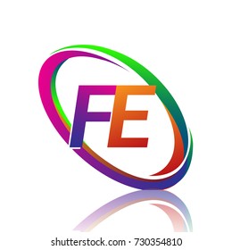 letter FE logotype design for company name colorful swoosh. vector logo for business and company identity.