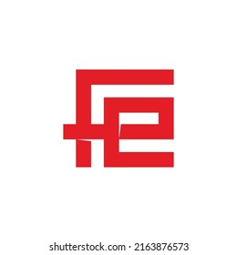letter fe square overlapping line logo vector