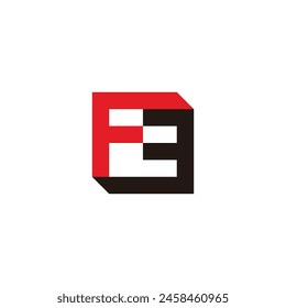 letter fe squares colorful simple geometric logo vector