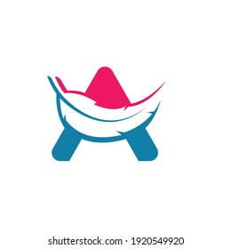 Una plantilla de diseño de icono de plantilla de negocio de pluma de carta Vector
