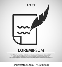 letter with feather icon. letter with feather vector illustration
