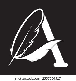 Letter A And Feather Logo Design