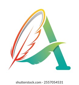 Letter A And Feather Logo Design