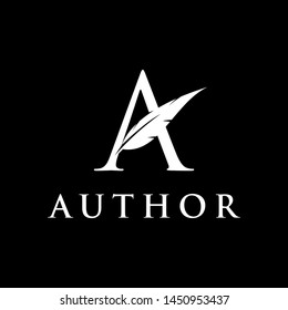 A Letter And Feather Logo Design. Author Logo