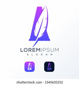 letter A feather logo design ready to use