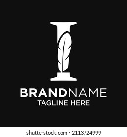Letter I Feather Logo Design Template Inspiration, Vektorgrafik.