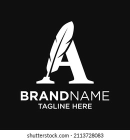 Letter A Feather Logo Design Template Inspiration, Vector Illustration.
