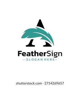 Letra Una pluma logotipo Vector, icono, símbolo, Plantilla de diseño de ilustración de pluma de la firma.