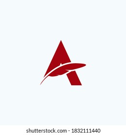 letter A and feather in red for the logo