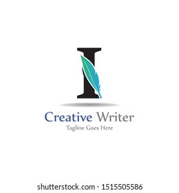 Letter I with feather template design, concept design creative symbol