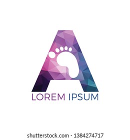 Letter A and feet vector logo design. Foot health icon logo design template. Health care symbol.	