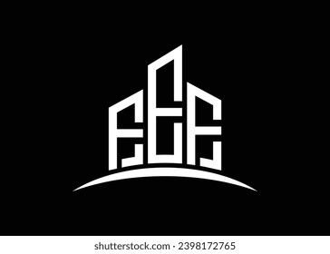 Letra FEF construyendo la plantilla de diseño del logotipo del monólogo del vector. Construyendo el logotipo FEF de forma.