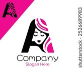 Letter A feminine woman logo illustration vector
