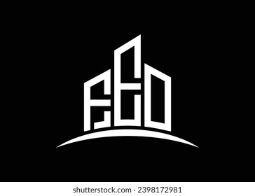 Letter FEO building vector monogram logo design template. Building Shape FEO logo.