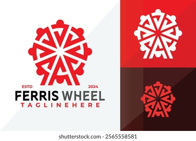 Letter A Ferris Wheel Logo Icon Vector Design Illustration