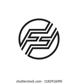 letter ff circle monogram linear logo vector