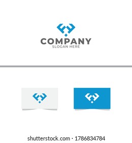Plantilla de diseño de logotipo de carta FF y diamante