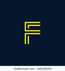 Letter FF F line logo design. Clean creative minimal monochrome monogram icon. Universal elegant vector emblem. Premium business logotype. Graphic alphabet symbol for corporate identity