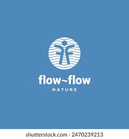 Letra FF con flujo de ondas de agua círculo logo diseño Ilustración vectorial