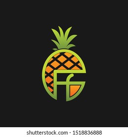Letter FF Fruits Pineapple Creative Abstract Business Logo