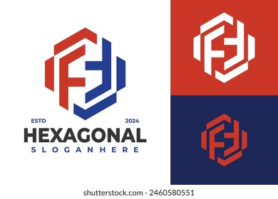 Letra FF Hexagonal logo design Vector symbol icon ilustración