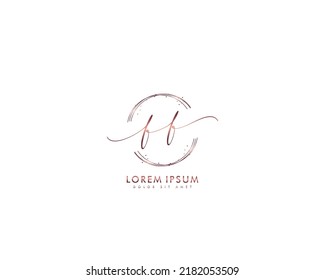 Letra FF Logo de escritura manual inicial con firma y estilo dibujado a mano.