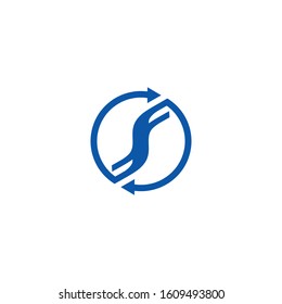 letter ff logo circle with arrow