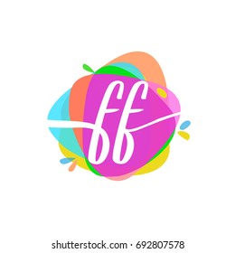 Letter FF logo with colorful splash background, letter combination logo design for creative industry, web, business and company.