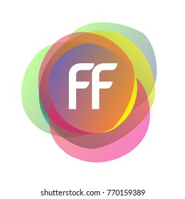Letter FF logo with colorful splash background, letter combination logo design for creative industry, web, business and company.
