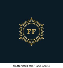 Letter FF logo with Luxury Gold template. Elegance logo vector template.