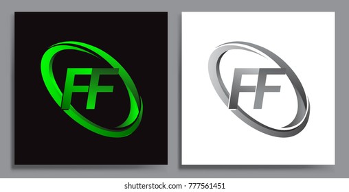 letter FF logotype design for company name colored Green swoosh and grey. vector set logo design for business and company identity.
