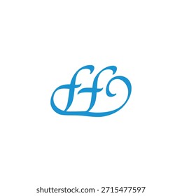 letter ff simple ribbon blue wavy logo vector 