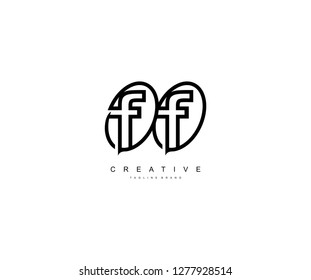 letter ff stylish concept rounded oval shape linear logotype
