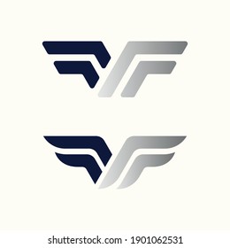 Letter FF wings vector concept