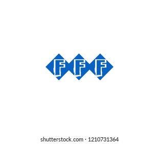 Letter FFF Brush Stroke Blue Diamond Shape Logo