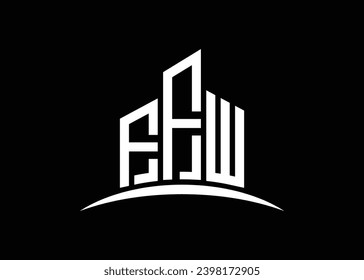 Letter FFW building vector monogram logo design template. Building Shape FFW logo.