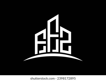 Letra FFZ edificio modelo de diseño de logotipo de monograma vectorial de construcción. Construyendo el logotipo de Shape FFZ.