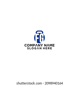letter FG or GF initial in kettlebell for fitness logo icon vector template