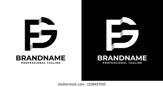 Letter FG or GF Monogram Logo, suitable for any business with FG or GF initials.