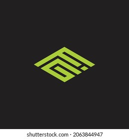 letter fg green mountain geometric simple logo vector
