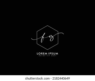 Letter FG Initial handwriting logo with signature and hand drawn style.