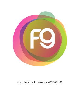 Letter FG logo with colorful splash background, letter combination logo design for creative industry, web, business and company.
