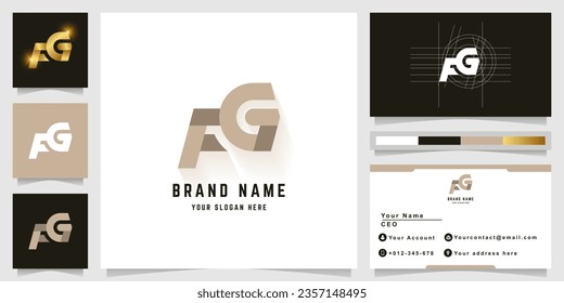 Logotipo de letra FG o PG monograma con diseño de tarjeta de visita