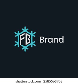Letter FG with snowflake geometric logo design vector icon illustration