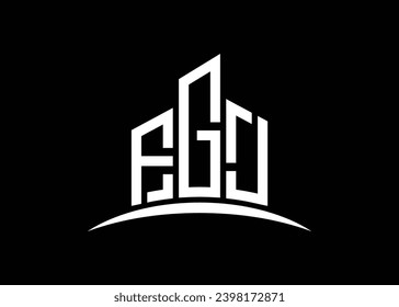Letra FGJ edificio modelo de diseño de logotipo de monograma vectorial. Construyendo el logotipo FGJ de Shape.