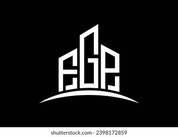 Letter FGP building vector monogram logo design template. Building Shape FGP logo.