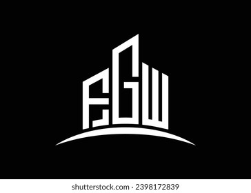 Letter FGW building vector monogram logo design template. Building Shape FGW logo.